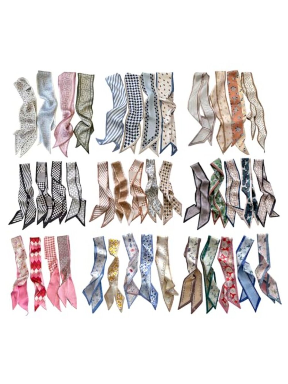 Polyester Hair Scarf & Purse Scarf Set 35x2.36 Inch 40 Pcs